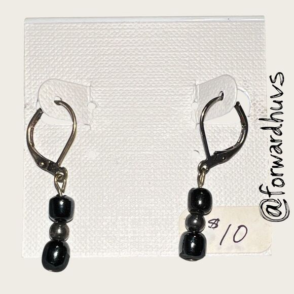 Bundle Sale 3 for $15 | Artisan Earrings – Black Beads with Metallic Accent - Picture 4 of 7